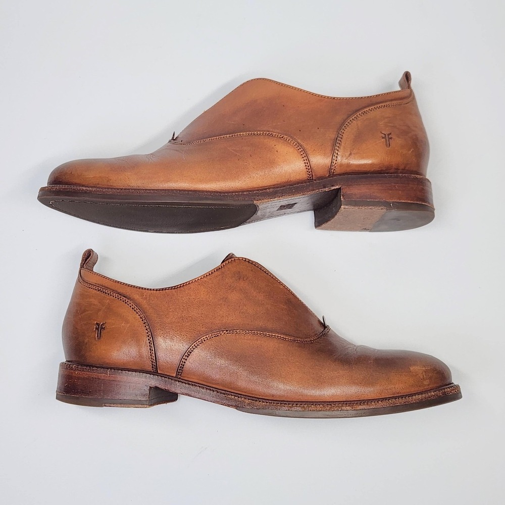 FRYE Slip On Leather Loafers Oxfords Shoes Womens 9.5 M Cognac Brown - Picture 14 of 16